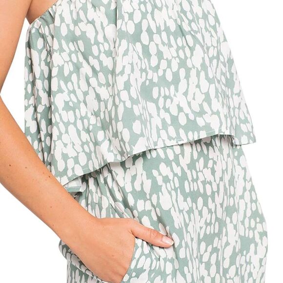 LSpace Paulina Strapless Jumpsuit Stone Steps Size XS Wide Leg Smocked Ruffle - Picture 3 of 8